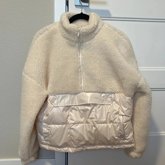 Fabletics Nelly Mixed Cozy Cream Sherpa 1/2 Zip Pullover Size Small - Picture 7 of 12